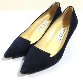 【中古】良品 JIMMY CHOO ジミーチュウ スエード ポインテッドトゥ パンプス 36 1/2 36.5 約23.5cm ネイビー レディース Luxs ブランド古着のリュクス