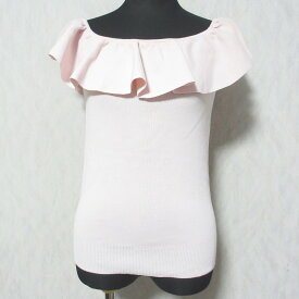 【中古】美品 25SS La boutique BonBon ラブティックボンボン クールタッチUVオフショルラッフルニット LBZ1051505A0004 サイズF ピンク レディース Luxs ブランド古着のリュクス