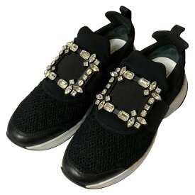 【クーポン+P2倍 1/9〜1/16】【中古】美品 Roger Vivier ロジェヴィヴィエ ヴィヴラン ビジューバックルスニーカー 36.5 23.5cm相当 ブラック レディース Luxs ブランド古着のリュクス
