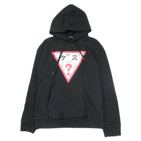 【中古】良品 17aw SOPHNET.×GUESS ソフネット×ゲス カタカナ トライアングル スウェット フーディー パーカー ロゴ M 黒 ブラック メンズ Luxs ブランド古着のリュクス