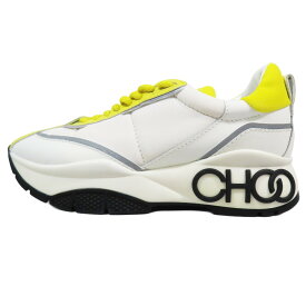 【中古】未使用 JIMMY CHOO ジミーチュウ RAINE レイン ローカット スニーカー シューズ 厚底 ロゴ 36 ホワイト イエロー レディース Luxs ブランド古着のリュクス
