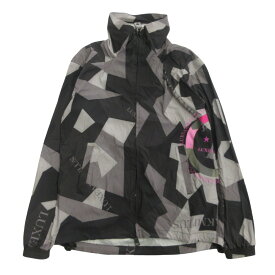 【中古】新品同様 LUXEAKMPLUS リュクスエイケイエムプラス ジャケット パーカー ブルゾン 収納フード 総柄 スポーツ ゴルフ M グレー メンズ Luxs ブランド古着のリュクス