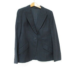 【中古】美品 MARGARET HOWELL マーガレットハウエル ストライプ テーラードジャケット 1 ブラック レディース Luxs ブランド古着のリュクス