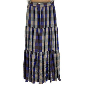 【クーポン+P2倍 1/9〜1/16】【中古】美品 DOUBLE STANDARD CLOTHING ダブルスタンダードクロージング チェックティアードロングスカート サイズ38 ネイビー レディース Luxs ブランド古着のリュクス