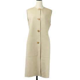 【ポイント2倍】【中古】美品 23AW HERMES エルメス カシミヤ ダブルフェイス ロングジレ ノースリーブコート 3H0191DB サイズ40 ベージュ レディース Luxs ブランド古着のリュクス