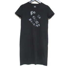 【中古】美品 23AW HERMES エルメス 半袖 ひざ丈 カットソーワンピース サイズ34 ブラック レディース Luxs ブランド古着のリュクス