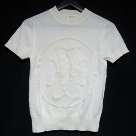 【中古】美品 22AW HERMES エルメス Hリフト カシミヤ 半袖 ニット セーター サイズ34 アイボリー レディース Luxs ブランド古着のリュクス