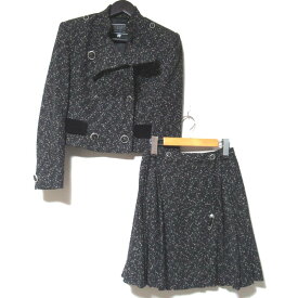 【中古】美品 VERSUS ヴェルサス ジャンニヴェルサーチ ヴィンテージ ツイード ジャケット プリーツスカート セットアップ 26/40 ブラック レディース Luxs ブランド古着のリュクス