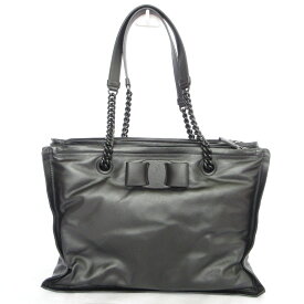 【中古】未使用 Salvatore Ferragamo サルヴァトーレフェラガモ VARA BOW BAG ヴァラリボン チェーン ショルダーバッグ EZ-21 0904 ブラック レディース Luxs ブランド古着のリュクス