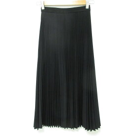 【中古】美品 24AW Theory セオリー STR Wool Suit Sunburst SK PO ミモレ丈 ロング イージー プリーツスカート サイズXS ブラック レディース Luxs ブランド古着のリュクス