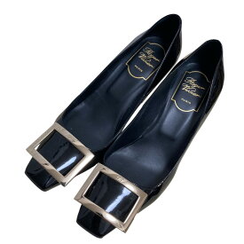 【クーポン+P2倍 1/9〜1/16】【中古】美品 Roger vivier ロジェヴィヴィエ BELLE VIVIER トランペット パテントパンプス サイズ36 1/2 約23.5cm ブラック レディース Luxs ブランド古着のリュクス