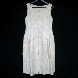 【中古】良品 FOXEY フォクシー Little Cambridge ツイード ノースリーブワンピース 40545 サイズ40 オフホワイト レディース Luxs ブランド古着のリュクス