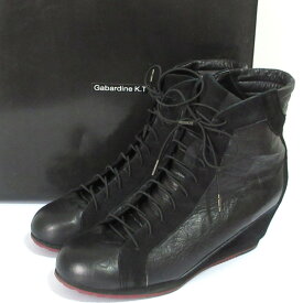 【中古】美品 Gabardine K.T ギャバジンケーティー インヒール ハイカットスニーカー ショートブーツ 24cm ブラック レディース Luxs ブランド古着のリュクス