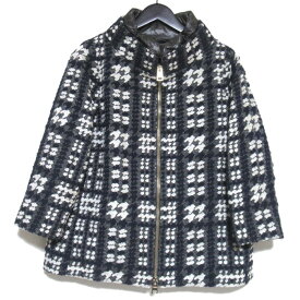 【中古】 HERNO ヘルノ チェック柄 ツイード ダブルジップ ダウンジャケット グレー×ネイビー×ホワイト レディース Luxs ブランド古着のリュクス