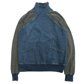 【中古】良品 KAPITAL キャピタル スウェット シャツ フック ハイネック カットソー 刺し子 ストライプ サイズ3 インディゴ メンズ Luxs ブランド古着のリュクス