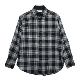 【クーポン+P2倍 1/9〜1/16】【中古】美品 16ss エディ期 SAINT LAURENT サンローラン チェック柄 長袖 ロングスリーブ シャツ カットソー S 黒 白 400568 メンズ Luxs ブランド古着のリュクス