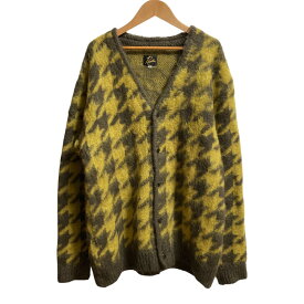 【中古】美品 Needles ニードルス ビッグハウンドトゥース モヘアニット カーディガン J0399 サイズM イエロー メンズ Luxs ブランド古着のリュクス