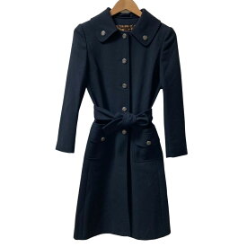 【クーポン+P2倍 1/9〜1/16】【中古】美品 DOLCE&GABBANA ドルチェ&ガッバーナ ウール 裏地レオパード ベルテッドコート サイズ36 ネイビー レディース Luxs ブランド古着のリュクス