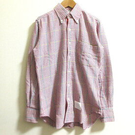 【中古】美品 THOM BROWNE トムブラウン チェック柄 BDシャツ サイズ0 レッド メンズ Luxs ブランド古着のリュクス