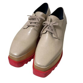 【中古】良品 Stella McCartney ステラマッカートニー エリス プラットフォーム 厚底シューズ サイズ38 約24cm ベージュ×レッド レディース Luxs ブランド古着のリュクス