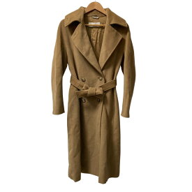 【中古】美品 Max Mara マックスマーラ カシミヤブレンド ダブルベルテッドコート サイズ40 キャメル レディース Luxs ブランド古着のリュクス