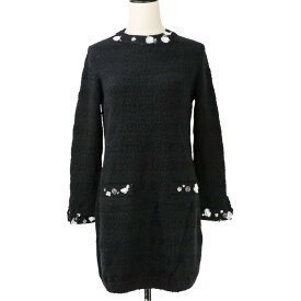 【中古】美品 22B CHANEL シャネル ココマーク カシミヤ ニットワンピース P73597 サイズ36 ブラック レディース Luxs ブランド古着のリュクス