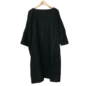 【中古】美品 nest Robe ネストローブ 起毛 リネン ドルマン ワンピース Free ブラック レディース Luxs ブランド古着のリュクス