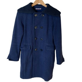 【クーポン+P2倍 1/9〜1/16】【中古】美品 umii908 ウミキューゼロハチ 45rpm ケーブルニットカラー コート 2 ネイビー レディース Luxs ブランド古着のリュクス