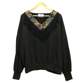【中古】22AW jouetie ジュエティ コンチョ付き フリンジ スウェット プルオーバー M ブラック レディース スウェット 良品