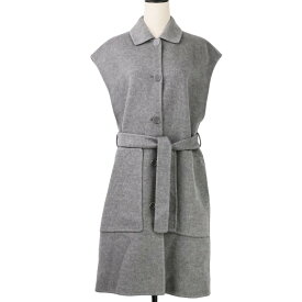 【ポイント2倍】【中古】新品同様 24AW HERMES エルメス カシミヤ ベルテッド リバー ロングジレ ベスト 47-7100 4H0101DA サイズ38 グレー レディース Luxs ブランド古着のリュクス