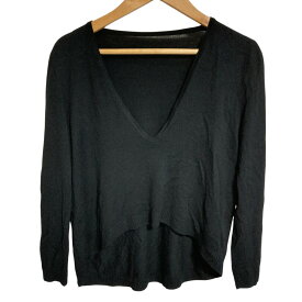 【中古】美品 NATURAL by FOXEY ナチュラルバイフォクシー ラウンドヘムVネックセーター 30719 サイズ40 ブラック レディース Luxs ブランド古着のリュクス