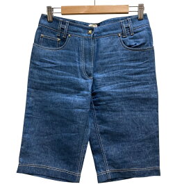 【ポイント2倍】【中古】美品 HERMES エルメス メドールスタッズ ハーフ デニムパンツ ショートパンツ SIZE36 ライトブルー レディース Luxs ブランド古着のリュクス