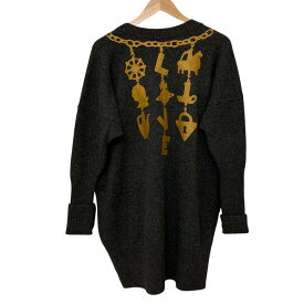 【中古】美品 Vivienne Westwood ヴィヴィアンウエストウッドレッドレーベル ネックレスプリント ビッグニットセーター サイズ2 グレー レディース Luxs ブランド古着のリュクス