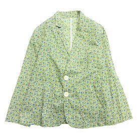 【中古】美品 LUCA ルカ 花柄 2B ジャケット ブレザー シェルボタン 薄手 総柄 グリーン系 レディース Luxs ブランド古着のリュクス