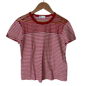 【ポイント2倍】【中古】美品 RED Valentino レッドヴァレンティノ レース ボーダー Tシャツ XS レッド レディース Luxs ブランド古着のリュクス