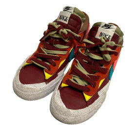 【中古】良品 NIKE sacai ナイキ サカイ カウズ ブレーザー ロー スニーカー シューズ DM7901-600 サイズ23.5cm レッド×マルチカラー レディース Luxs ブランド古着のリュクス