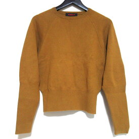 【中古】美品 CABAN キャバン コットンカシミヤ ショート丈 ニット セーター Sサイズ マスタード ブラウン系 レディース Luxs ブランド古着のリュクス