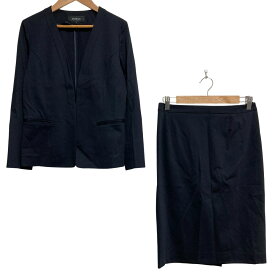 【中古】美品 UNTITLED アンタイトル ノーカラージャケット+スカート スーツ セットアップ サイズ1 ネイビー レディース Luxs ブランド古着のリュクス