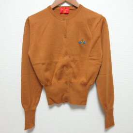 【中古】美品 Vivienne Westwood ヴィヴィアンウエストウッド レッドレーベル オーブ刺繍 コットン ニット カーディガン サイズM キャメル レディース Luxs ブランド古着のリュクス