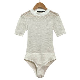 【中古】良品 PONY STONE ポニーストーン タンガ付き メッシュ Tシャツ ボディスーツ ONE SIZE FIT ALL ホワイト レディース Luxs ブランド古着のリュクス