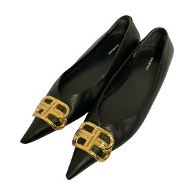 【中古】 BALENCIAGA バレンシアガ スクエアナイフBB フラットパンプス サイズ36 23cm相当 ブラック レディース Luxs ブランド古着のリュクス