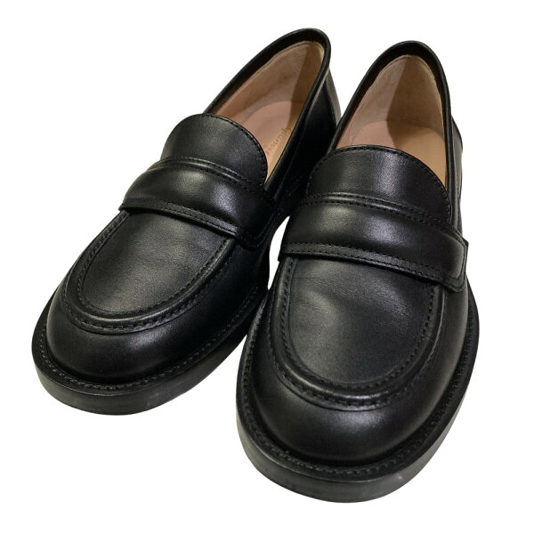 【中古】Gianvito Rossi ジャンヴィトロッシ ベッドフォード レザーローファー シューズ I35 22.5cm相当 ブラック レディース ローファー 美品