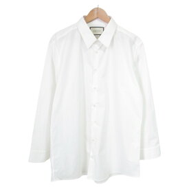 【中古】美品 GUCCI グッチ ミケーレ期 長袖 ブロードシャツ 17++サイズ ホワイト メンズ Luxs ブランド古着のリュクス