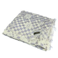 【中古】良品 LOUIS VUITTON ルイヴィトン エトール アリゼ ダミエアズール 大判ストール アイボリー×ネ…