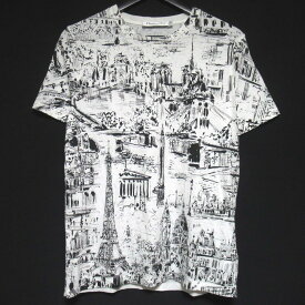 【中古】美品 24SS Christian Dior クリスチャンディオール パリオールオーバーモチーフ プリント Tシャツ 443T09A4534 S ホワイト×ブラック レディース Luxs ブランド古着のリュクス