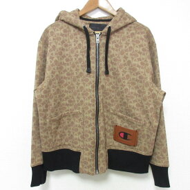 【中古】新品同様 COACH × champion コーチ チャンピオン シグネチャー ジップアップ パーカー 6449 サイズS ベージュ レディース Luxs ブランド古着のリュクス
