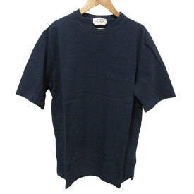 【中古】未使用 23SS HERMES エルメス 鹿の子 半袖 ポケット付きTシャツ カットソー 32-5705 XL ネイビー レディース Luxs ブランド古着のリュクス