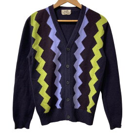 【中古】美品 HERMES エルメス カシミヤ100％ ニットカーディガン サイズM パープル×マルチカラー メンズ Luxs ブランド古着のリュクス