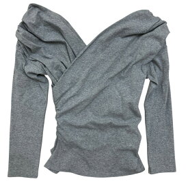 【中古】美品 Herlipto ハーリップトゥ Asymmetric Cotton-blend Jersey Top カシュクール カットソー サイズS グレー レディース Luxs ブランド古着のリュクス