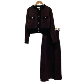 【中古】良品 Her lip to ハーリップトゥ Textured Wool blend Two Piece セットアップ ニットジャケット ロングスカート F ボルドー レディース Luxs ブランド古着のリュクス